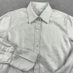 Banana Republic Shirt Womens Medium Gray Textured Button Front Long Sleeve